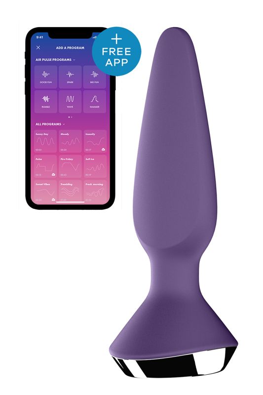 Анальна пробка з двома моторами Satisfyer Plug-ilicious 1 та керуванням з телефону, фіолетова вид 2