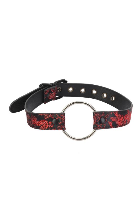 Кляп-кільце Dream Toys Blaze Deluxe з тисненням, чорний-червоний вид 3