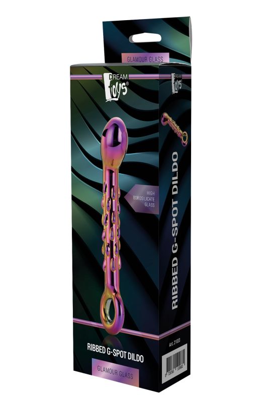 Скляний фалоімітатор Dream Toys GLAMOUR GLASS RIBBED G-SPOT DILDO вид 3