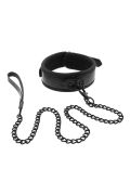 Нашийник з повідцем BLAZE LUXURY COLLAR AND LEASH CROCO BLACK