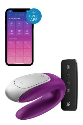 Вибратор для пар с фирменным пультом управления Satisfyer DOUBLE FUN фиолетовый