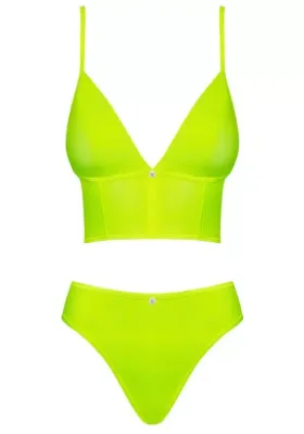 Комплект топ із трусиками Obsessive Neonia жовтий, S/M