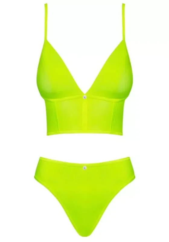 Комплект топ с трусиками Obsessive Neonia желтый, S/M вид 2