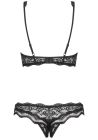 Комплект Obsessive Luvae с открытой грудью и интимным вырезом, чёрный, S-M вид 3