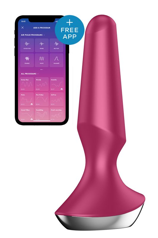 Анальна пробка з функцією керування зі смартфона Satisfyer Plug-ilicious 2, бордовий вид 2