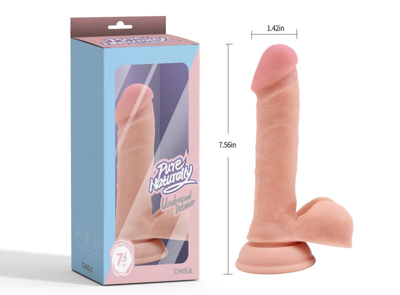 Фалоімітатор з рідкого силікону Chisa Pure Naturally 7.6 на присосці, бежевий вид 6