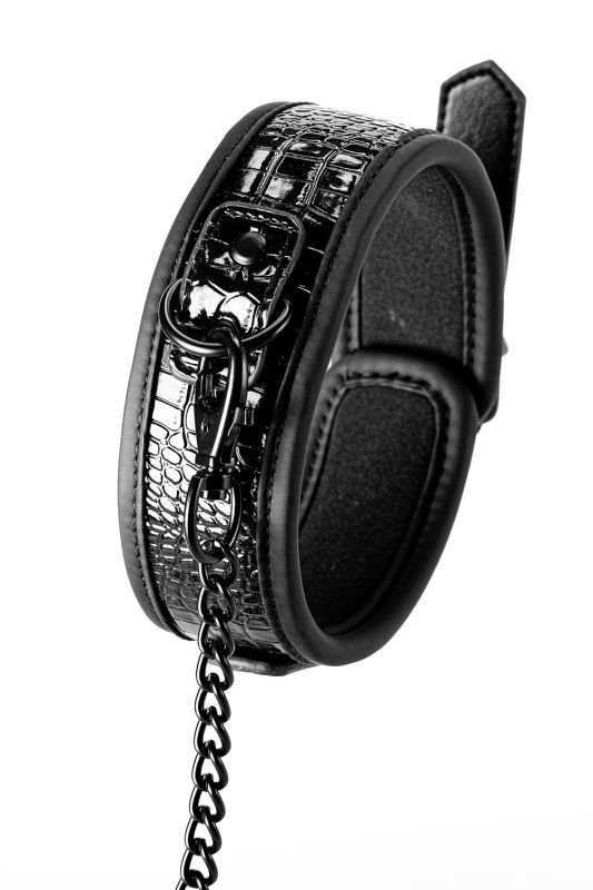 Нашийник з повідцем BLAZE LUXURY COLLAR AND LEASH CROCO BLACK вид 5