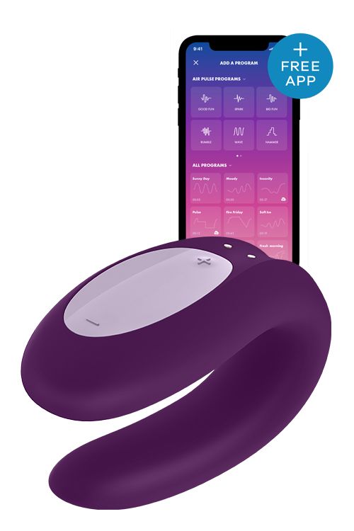 Вібромасажер для пар Satisfyer Double Joy працює від програми, фіолетовий вид 3