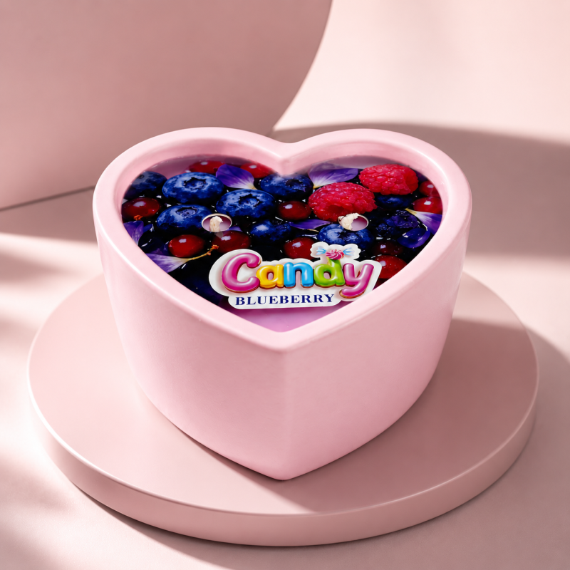 Масажна свічка з ароматом чорниці Candy Blueberry у формі серця, 70 мл вид 3
