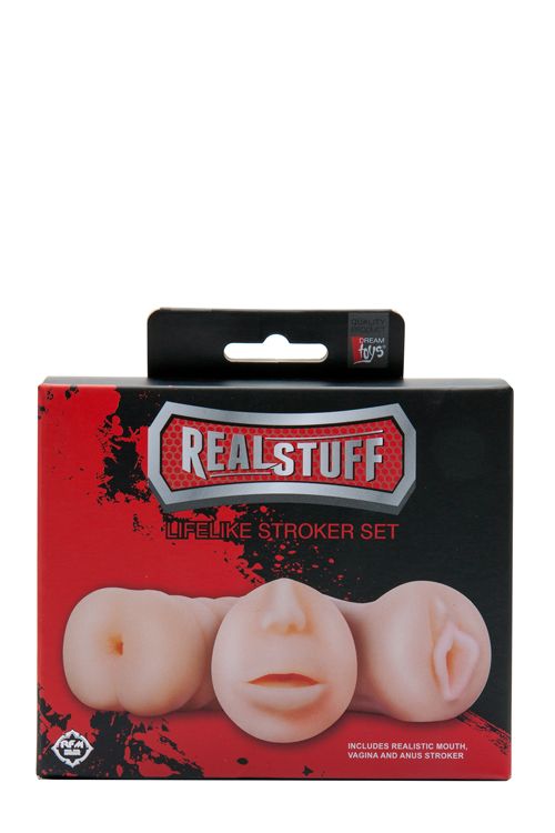 Набір реалістичних мастурбаторів REALSTUFF 3 IN 1 FLESH вид 3