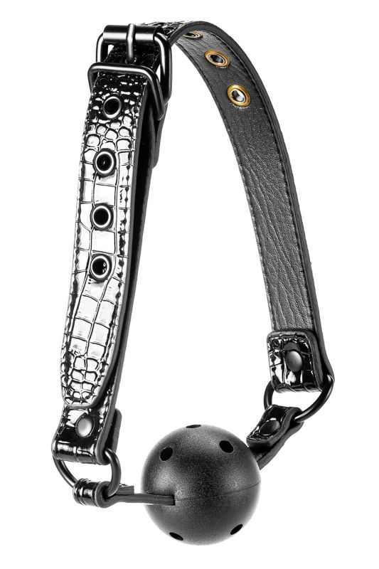 Кляп 4,7 см BLAZE LUXURY BALL GAG CROCO BLACK вид 5