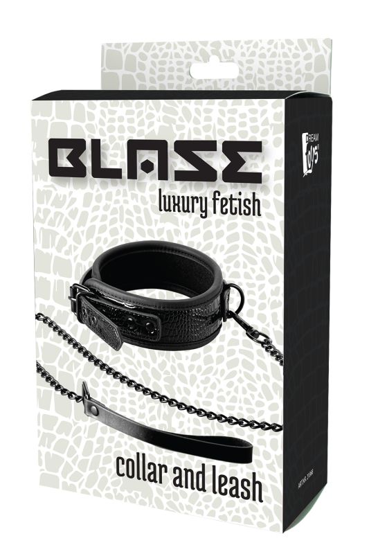 Нашийник з повідцем BLAZE LUXURY COLLAR AND LEASH CROCO BLACK вид 3