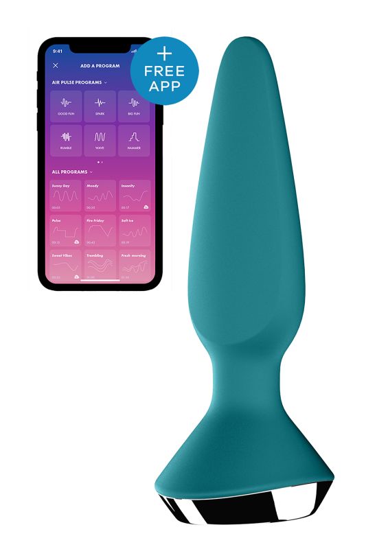 Анальна пробка з двома моторами та керуванням з телефону Satisfyer Plug-ilicious 1 Petrol, зелений вид 2