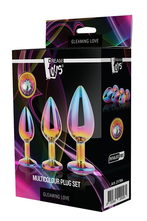 Набір райдужних анальних пробок GLEAMING LOVE MULTICOLOUR PLUG SET вид 3