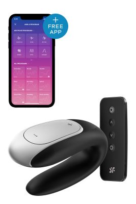 Вібратор для пар з фірмовим пультом керування Satisfyer Double Fun, чорний