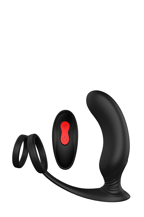 Стимулятор для простаты Dream Тoys Еssentials Remote P-Pleaser с петлей на мошонку, черный вид 3