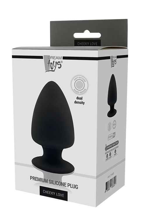 Термоактивна анальна пробка PREMIUM SILICONE PLUG L BLACK вид 3