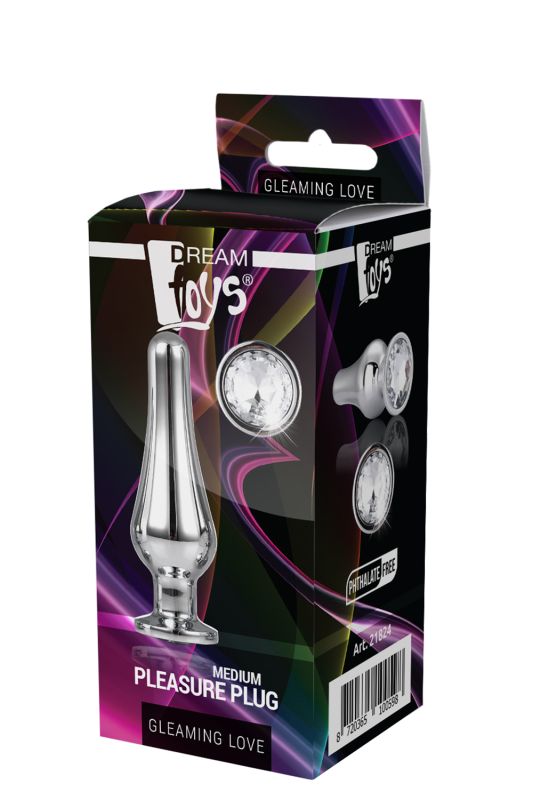 Анальна пробка конічної форми Dream Toys GLEAMING LOVE SILVER PLEASURE PLUG M вид 3