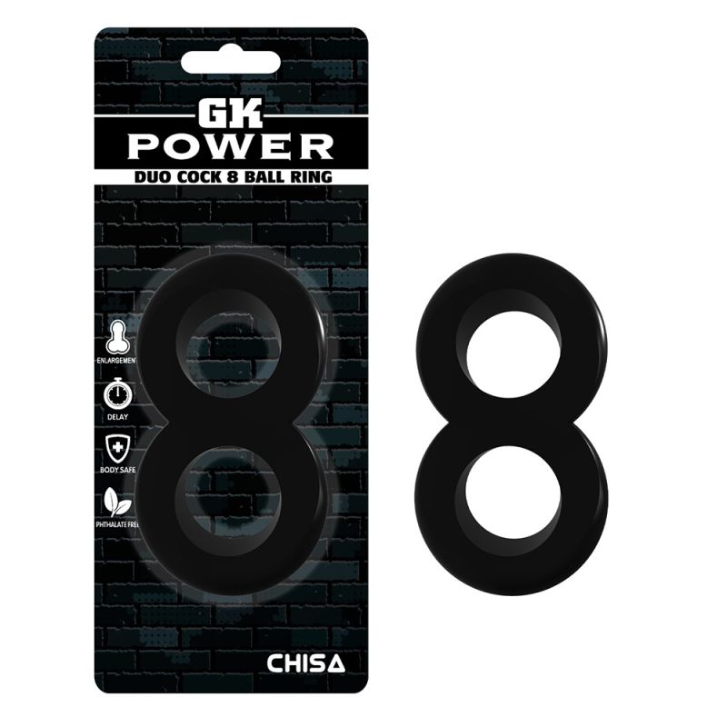 Эрекционное кольцо двойное Chisa GK Power, чёрный вид 2