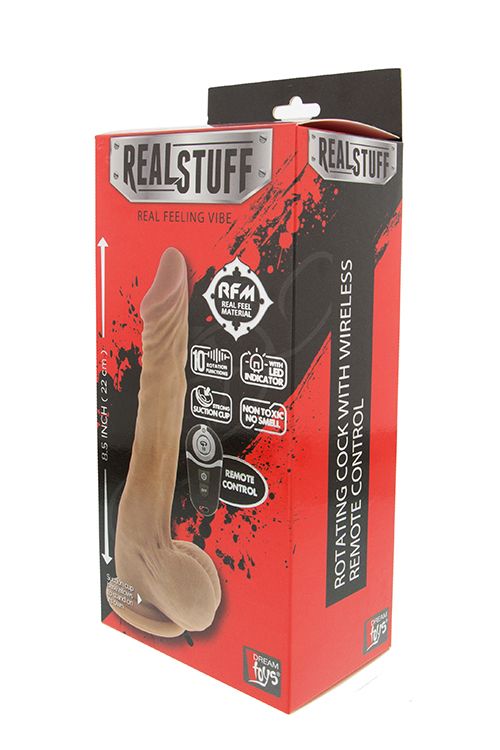 Вібратор із ротацією Dream Toys RealStuff на присосці, тілесний вид 5