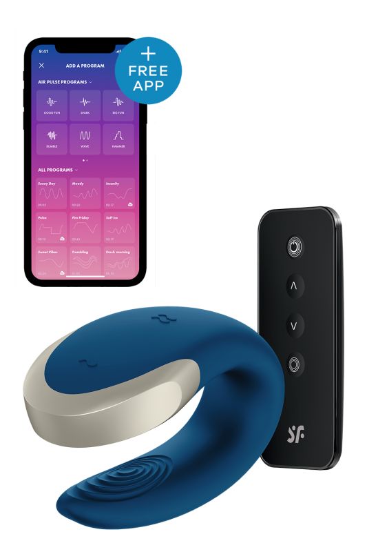 Люксовий Smart вібратор для пар Satisfyer Double Love Luxury, синій вид 2