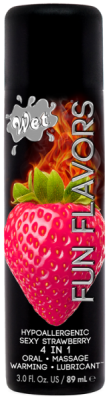 Разогревающий съедобный лубрикант 4 в 1 Wet Fun клубника, 89 мл