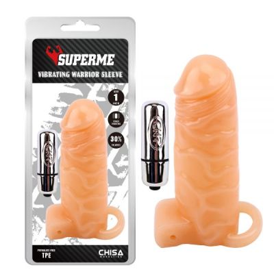 Насадка с вибро беж Chisa Superme Vibrating Warrior Sleeve