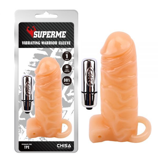 Насадка з вібро беж Chisa Superme Vibrating Warrior Sleeve вид 2