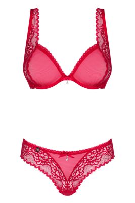 Комплект Obsessive ROUGEBELLE red underwire bra