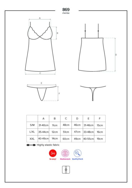 Сорочка 869-CHE-1 chemise Obsessive L / XL чорна вид 4