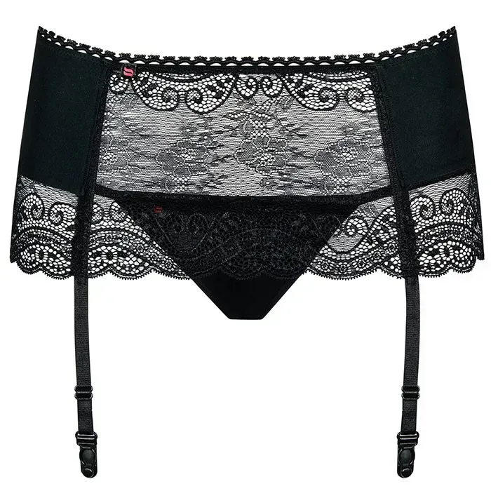 Пояс для панчіх стрінги Obsessive Miamor S / M чорний вид 2