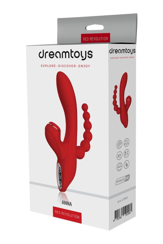 Потрійний вібратор із вакуумною стимуляцією Dream Toys RED REVOLUTION ANNA вид 3