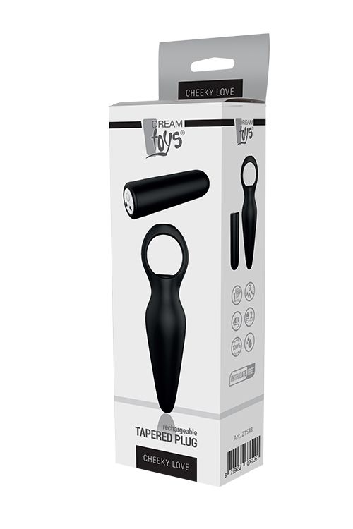Анальна пробка з вібрацією Dream Toys CHEEKY LOVE TAPERED PLUG BLACK вид 3