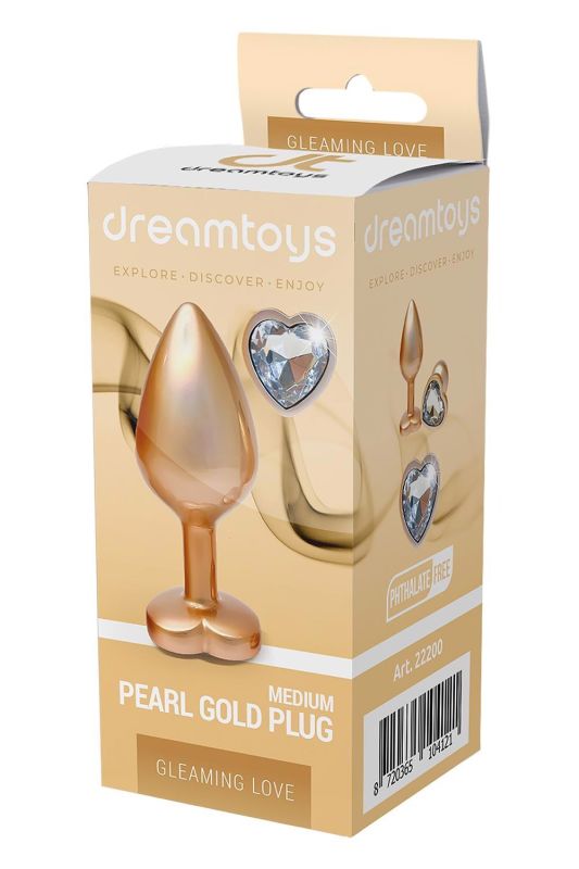 Алюминиевая анальная пробка Dream Toys GLEAMING LOVE с декоративным камнем, М вид 4