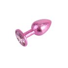 Анальная пробка розовая поталь CHISA MATRIX MONT с розовым камнем, размер S вид 3