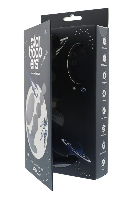 Анальная елка с вибрацией Dream Тoys Startroopers Apollo на пульте управления, черная вид 13