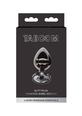 Анальная металлическая пробка M с черным камнем Butt Plug With Diamond Jewel Taboom