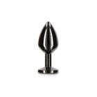 Анальная металлическая пробка M с черным камнем Butt Plug With Diamond Jewel Taboom вид 5