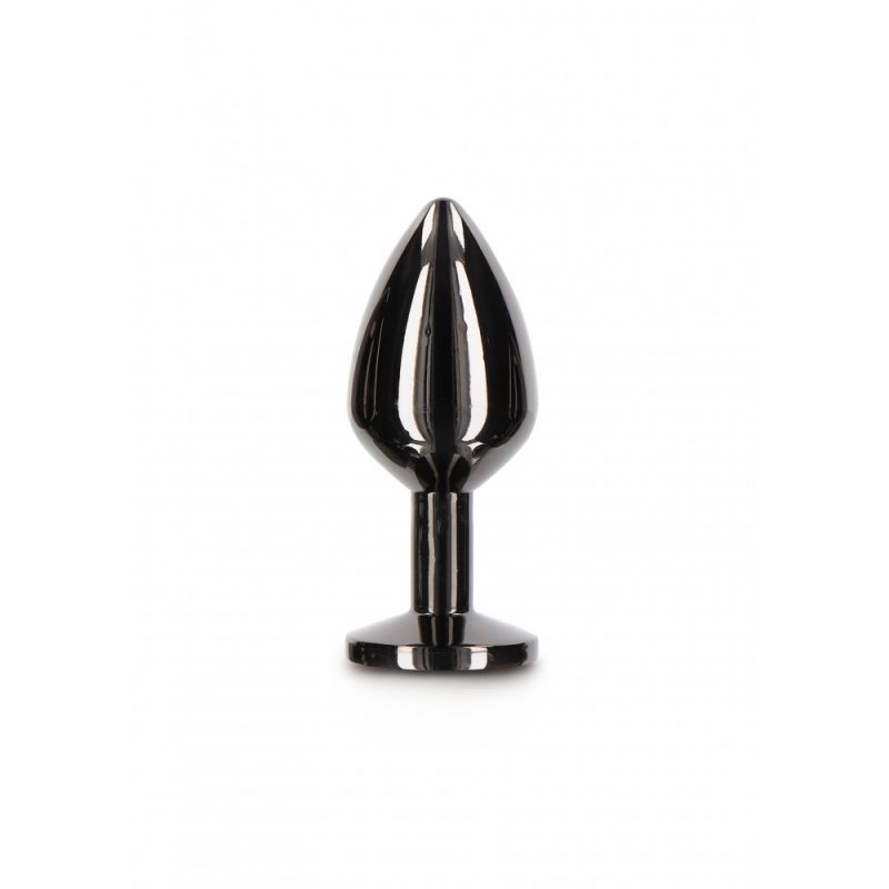 Анальная металлическая пробка M с черным камнем Butt Plug With Diamond Jewel Taboom вид 5