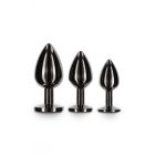 Анальная металлическая пробка M с черным камнем Butt Plug With Diamond Jewel Taboom вид 6