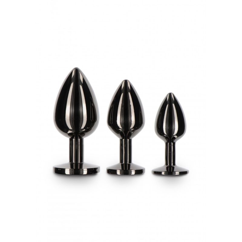 Анальная металлическая пробка M с черным камнем Butt Plug With Diamond Jewel Taboom вид 6