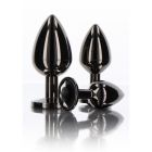 Анальная металлическая пробка M с черным камнем Butt Plug With Diamond Jewel Taboom вид 8