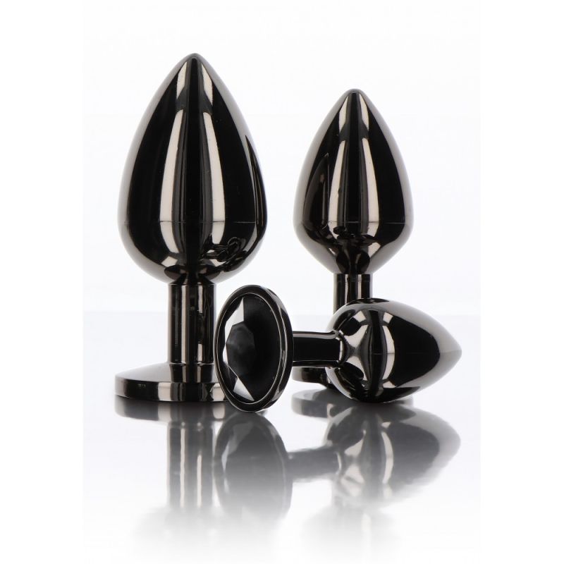 Анальна металева пробка M із чорним каменем Butt Plug With Diamond Jewel Taboom вид 8