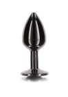 Анальна металева пробка M із чорним каменем Butt Plug With Diamond Jewel Taboom вид 4