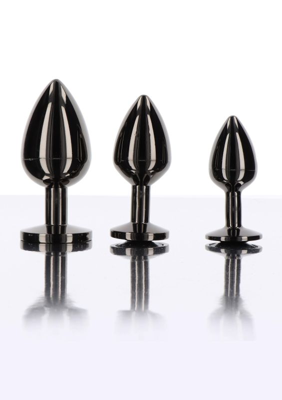 Анальная металлическая пробка M с черным камнем Butt Plug With Diamond Jewel Taboom вид 7