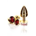 Анальна металева пробка M (Medium) з каменем червоного кольору Butt Plug With Diamond Jewel Taboom вид 5