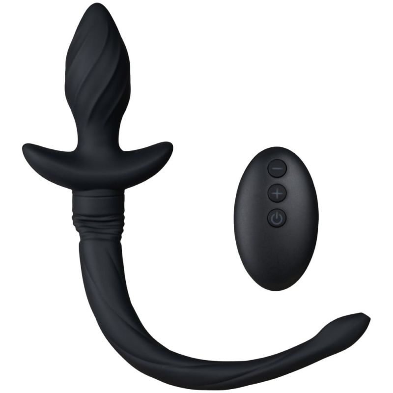 Анальна пробка Хвіст з вібрацією Taboom Puppy Wiggle Tail, з пультом, силіконова, чорний вид 4