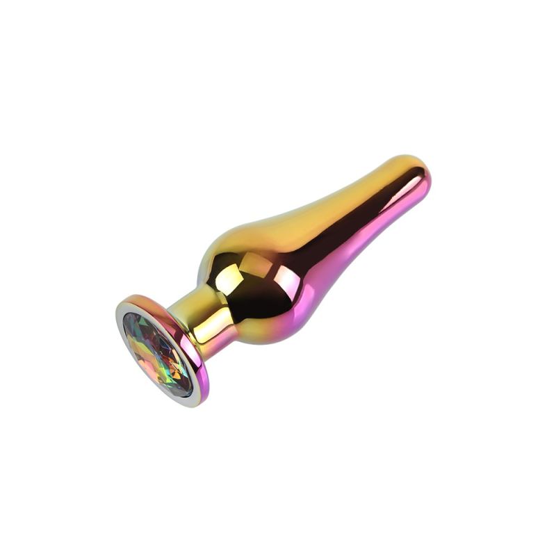 Анальна пробка класична різнокольорова CHISA MATRIX MONT з різнокольоровим каменем, 11.2 см, 3.5 см вид 4