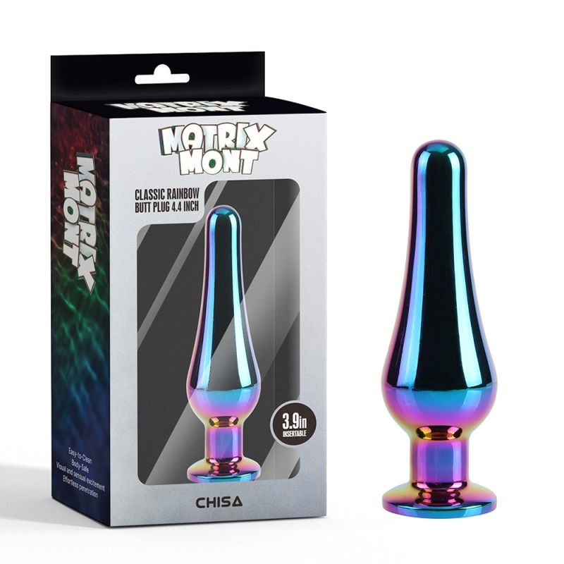 Анальна пробка класична різнокольорова CHISA MATRIX MONT з різнокольоровим каменем, 11.2 см, 3.5 см вид 2