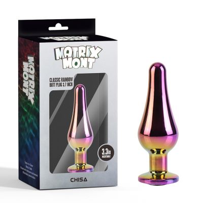 Анальная пробка классическая разноцветная CHISA MATRIX MONT с разноцветным камнем, 9.5 см, 3.2 см